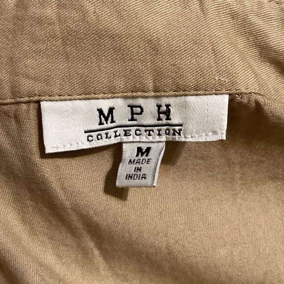 100% Cotton Button Up Dress Size M Safari Style Shirt Style Belted At The Waist - Picture 5 of 5